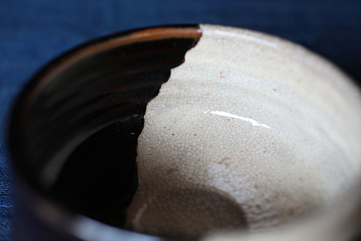 Green tea bowl Japanese antique CHAWAN black "ORIBE" Signed ware handmade Matcha Tea Cup Tea Ceremony ceramic with box W5.1in/ W13cm