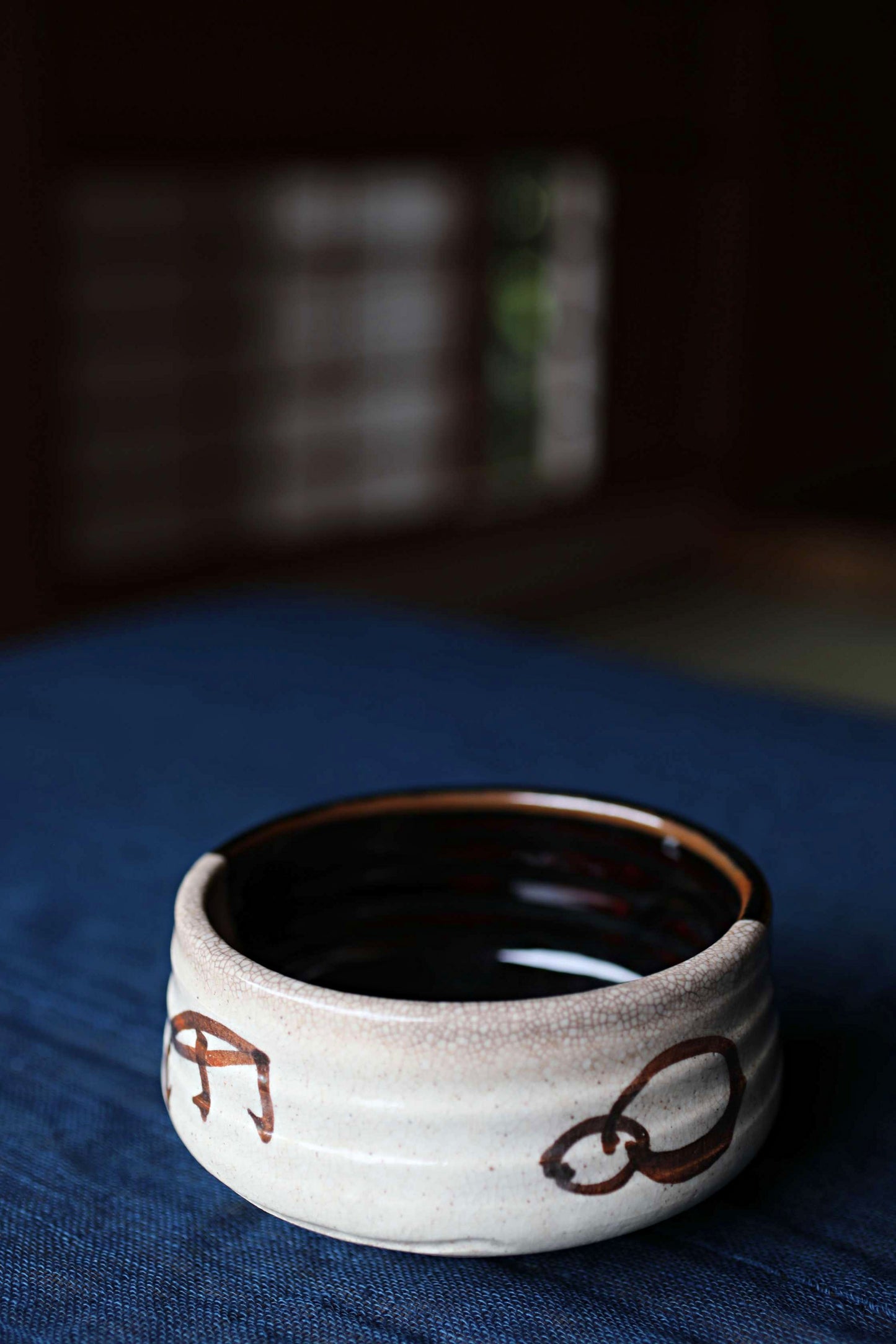 Green tea bowl Japanese antique CHAWAN black "ORIBE" Signed ware handmade Matcha Tea Cup Tea Ceremony ceramic with box W5.1in/ W13cm