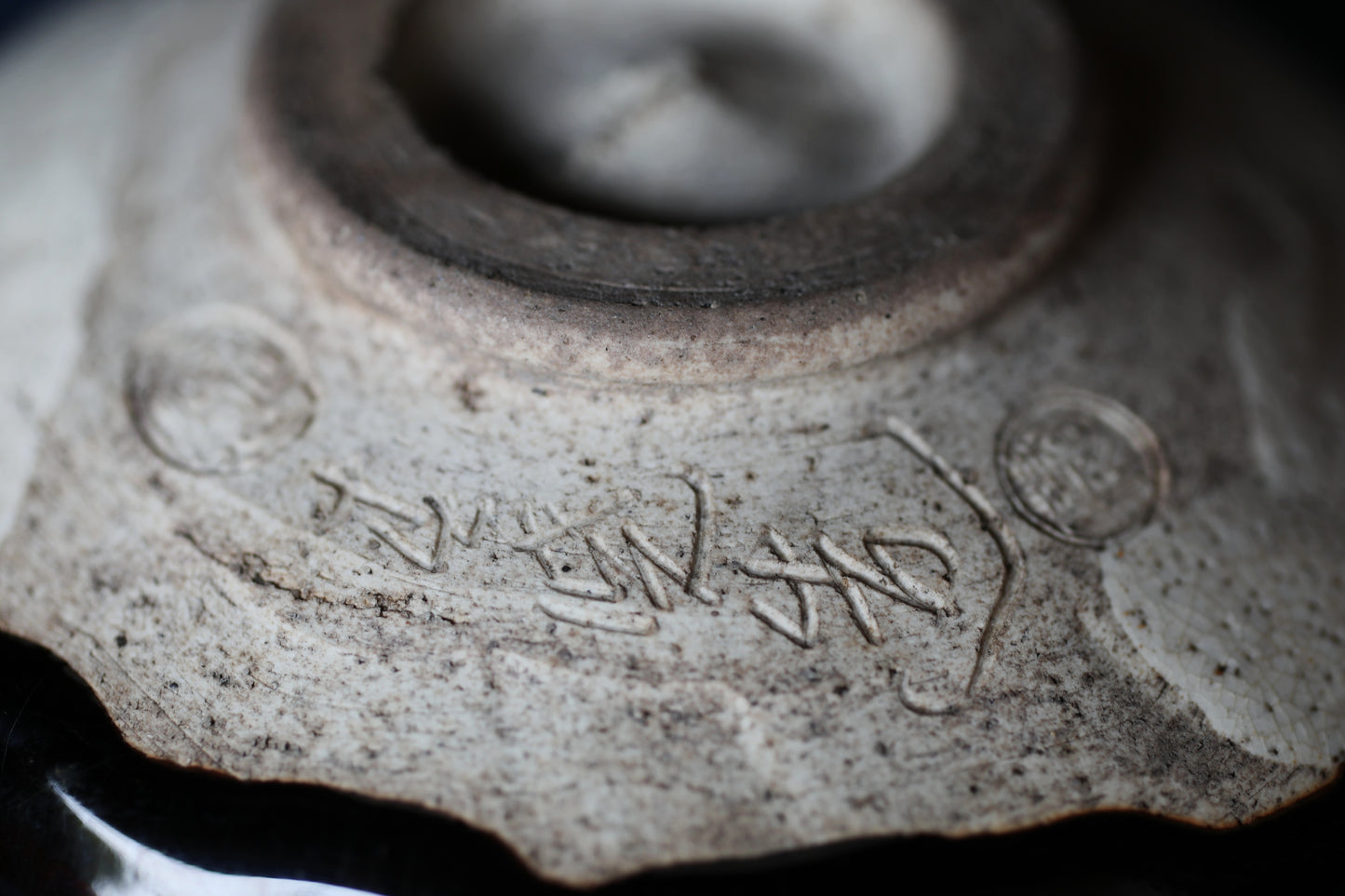 Green tea bowl Japanese antique CHAWAN black "ORIBE" Signed ware handmade Matcha Tea Cup Tea Ceremony ceramic with box W5.1in/ W13cm