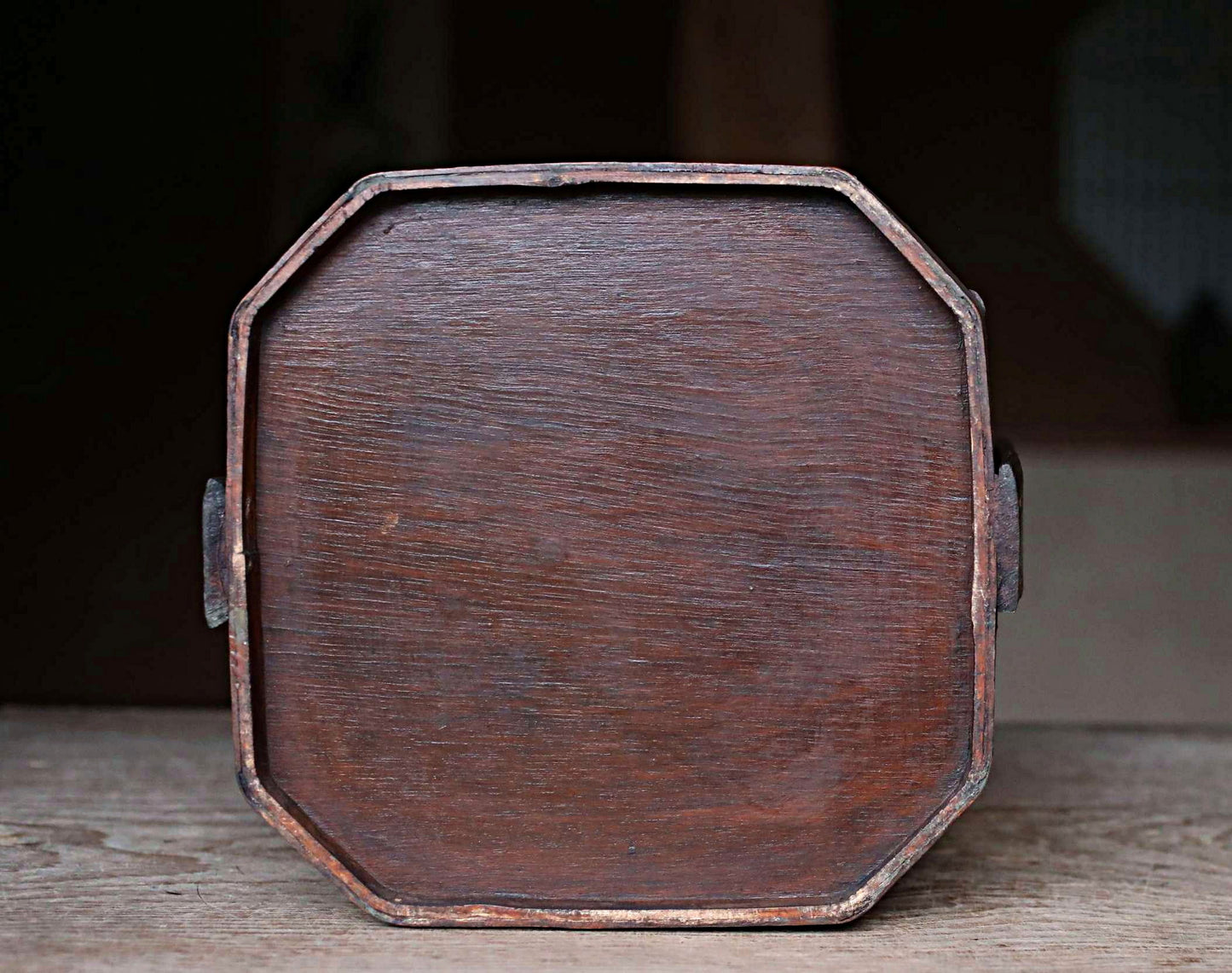 Japanese vintage 1950s Large bamboo box For Tea set BENTO box backpack with bird and flowers KAGO basket H14.4×W10.6×D9.4in/H36.5×W27×24cm