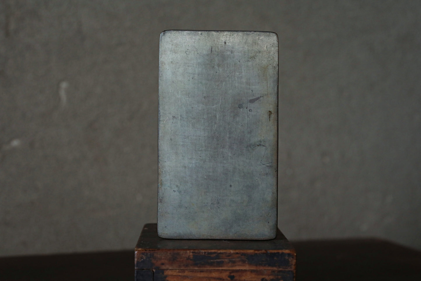 Japanese antique 18th century bronze mirror Kagami with relief of crane traditional accessory SAMURAI Kagami EDO 1790s H4.7in/H12cm