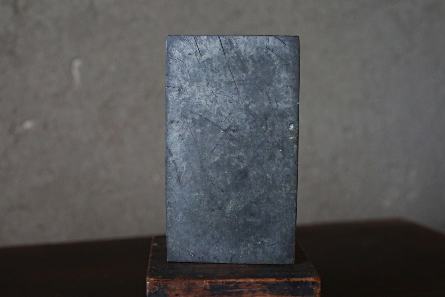 Japanese antique 17th century bronze mirror Kagami with relief of  traditional Japan accessory SAMURAI Kagami EDO 1700s H4.6in/H11.8cm