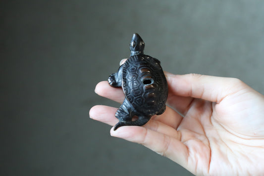Bronze- Vintage Turtle Water Dropper: Kanji Calligraphy Tool, Japanese Decor 1910s 2.8in/7cm