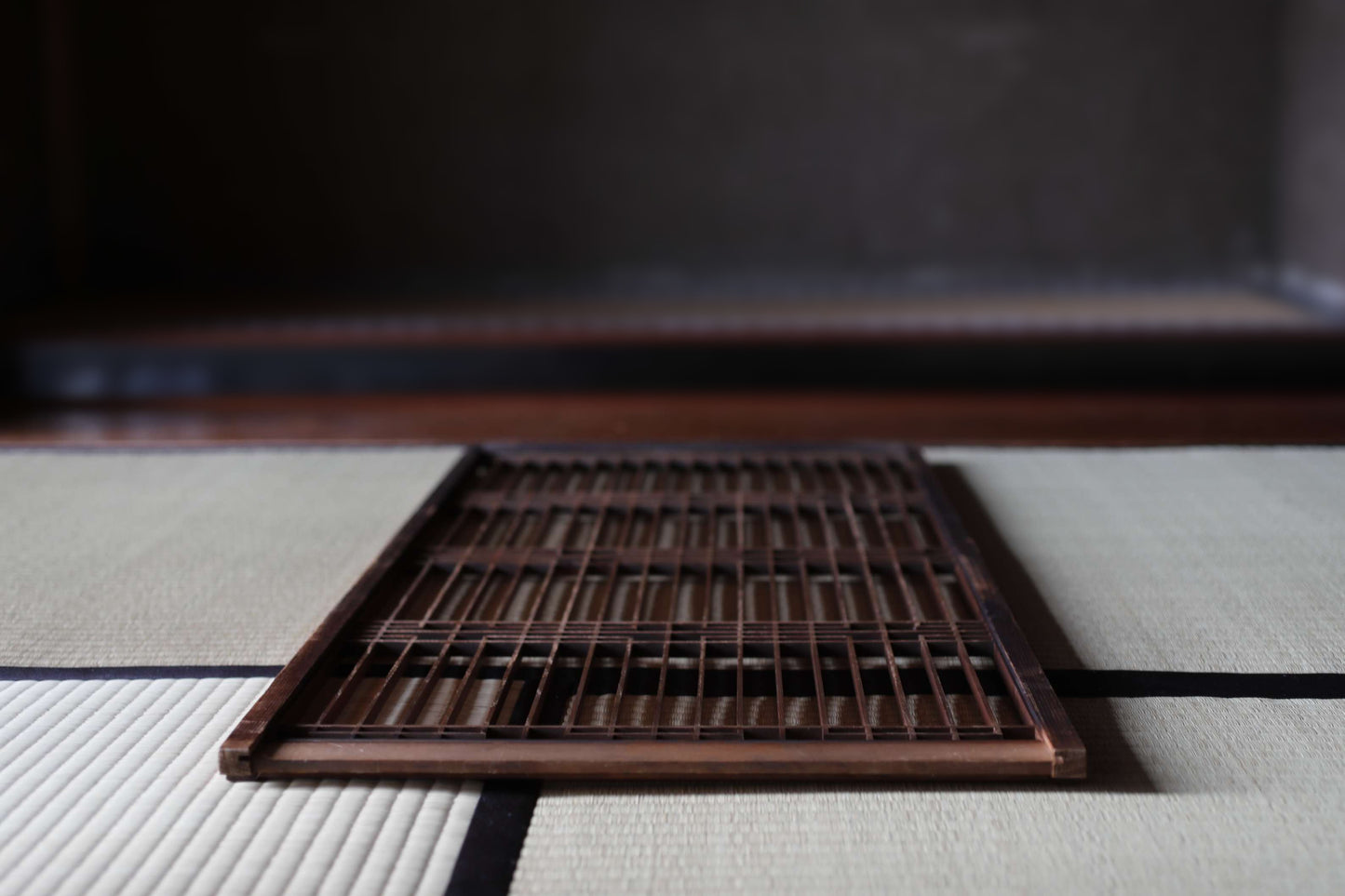 Japanese Furniture antique interior architectural screen,"kumiko, wooden framework" for a sliding screen, shoji, H38.8×17.1in/H98.5×43.5cm