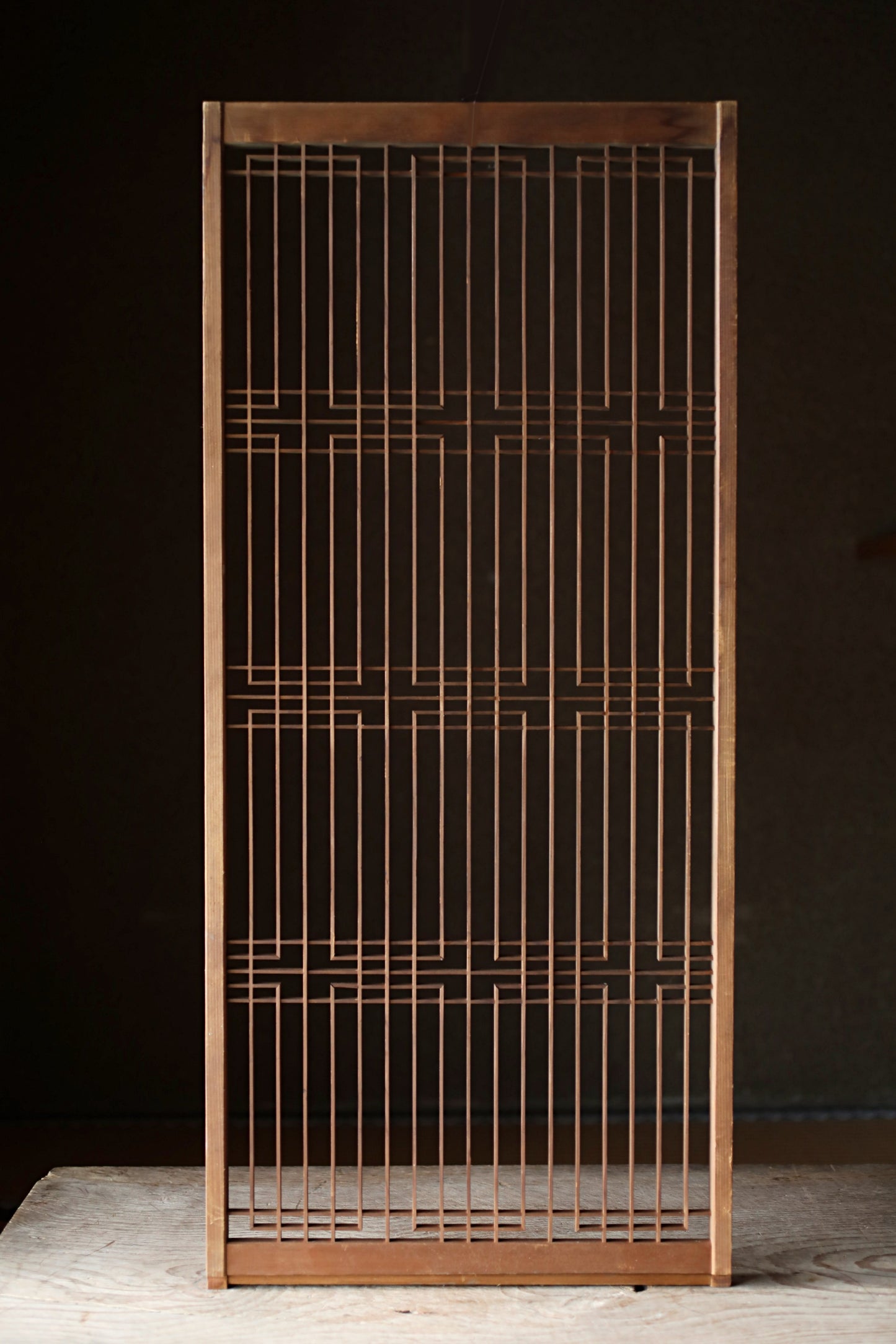 Japanese Furniture antique interior architectural screen,"kumiko, wooden framework" for a sliding screen, shoji, H38.8×17.1in/H98.5×43.5cm
