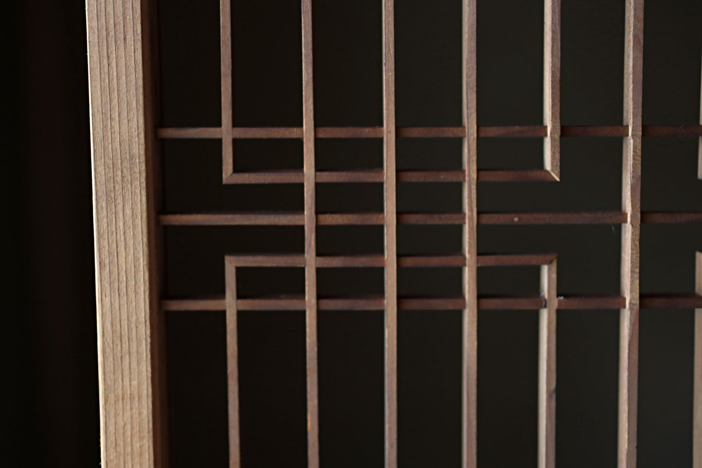 Japanese Furniture antique interior architectural screen,"kumiko, wooden framework" for a sliding screen, shoji, H38.8×17.1in/H98.5×43.5cm