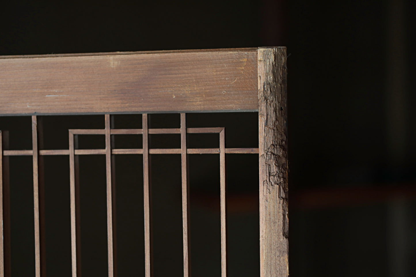 Japanese Furniture antique interior architectural screen,"kumiko, wooden framework" for a sliding screen, shoji, H38.8×17.1in/H98.5×43.5cm