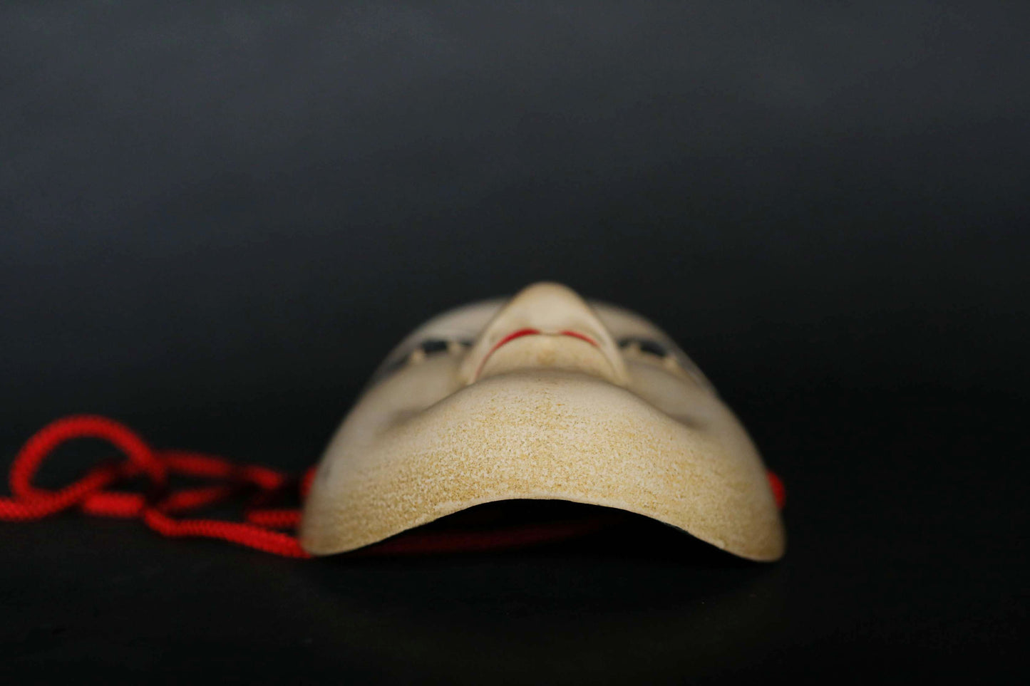 Japanese Noh mask wood carving MAGOJIRO wall ornament signed with silk bag