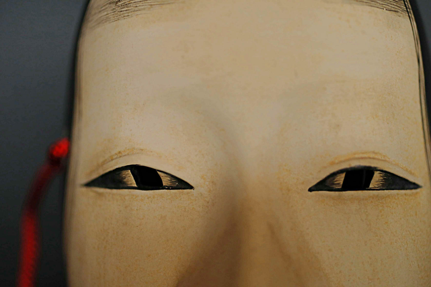 Japanese Noh mask wood carving MAGOJIRO wall ornament signed with silk bag
