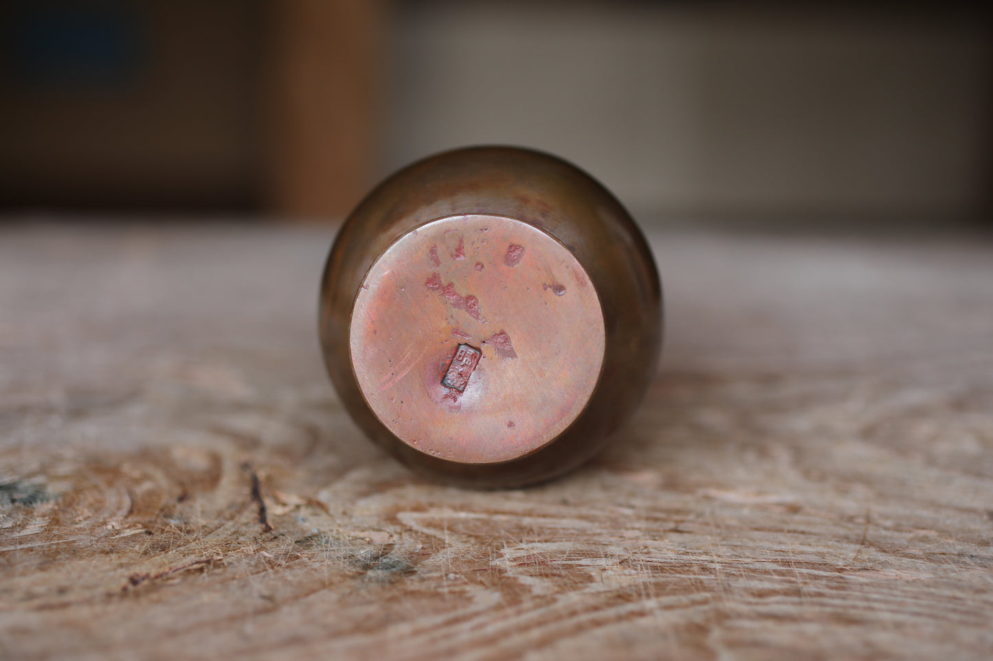 FINE! Japanese bronze vase Pink Purple marbled collar made by workshop dating back to the Edo with box for Tea ceremony For Gift H11in/H28cm