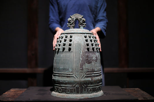 BIG! Japanese antique Buddhist temple bell Bronze large gong, big hanging bell, buddhist alter 梵鐘BON SHOU made in 1802 H20.5in/H52cm