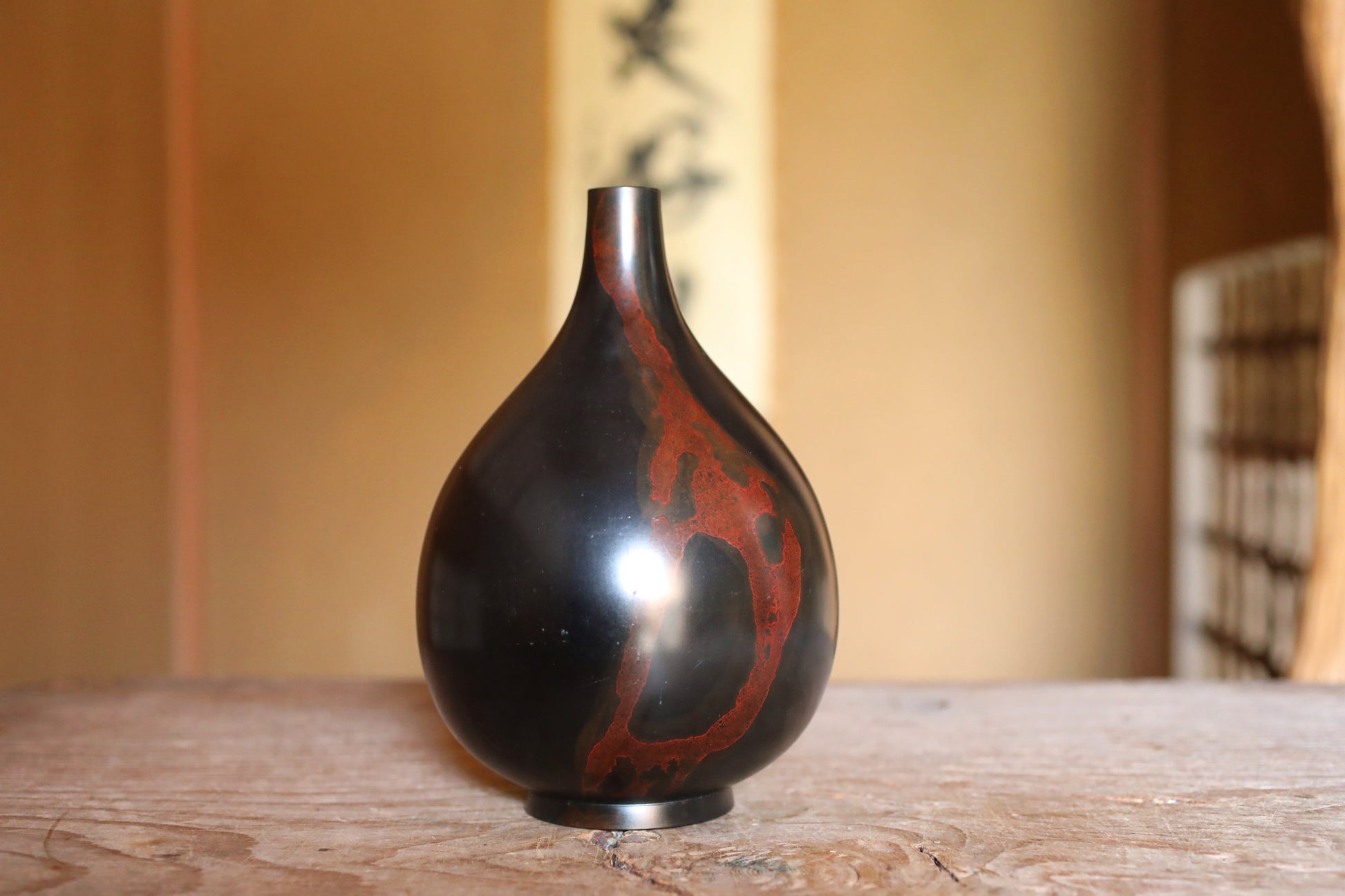 japan vintage bronze flower vase jar