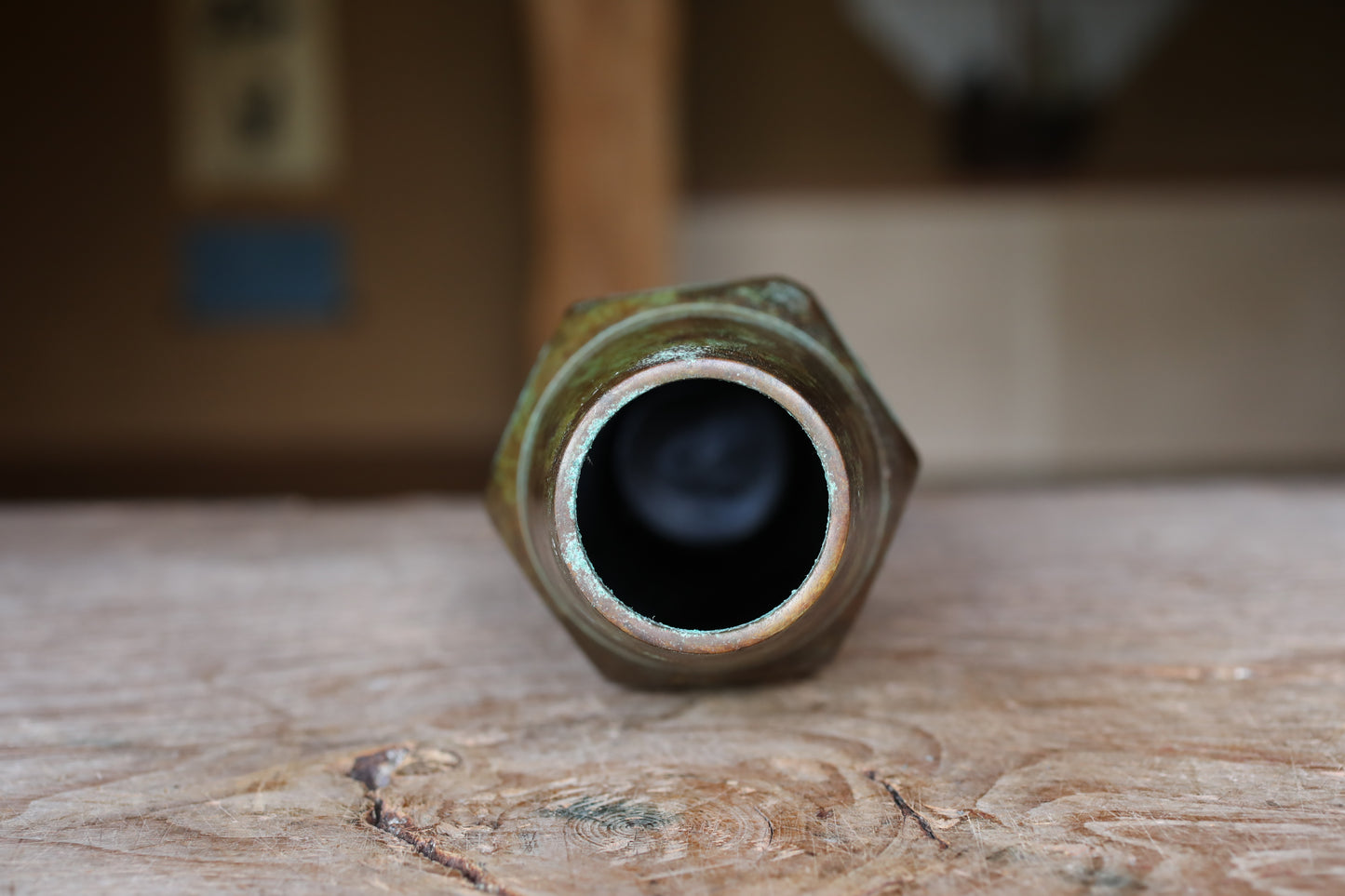 Japanese Vintage 1960s bronze vase with flower relief with signature, metal hand craft vase, H8.9×W3.5in/H22.5×9cm