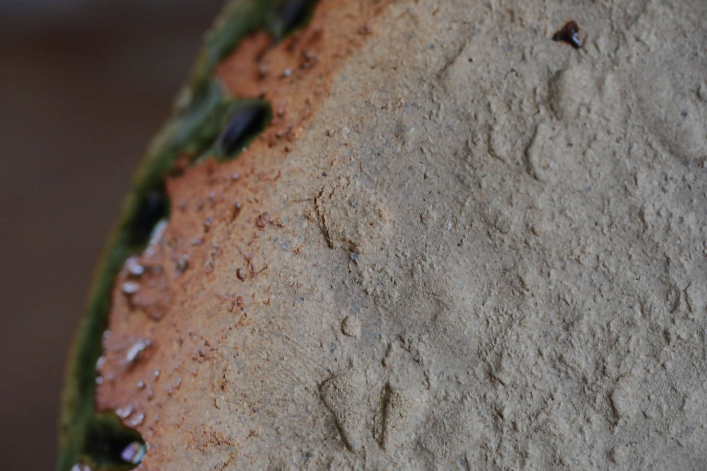 Japanese ceramic large plate ORIBE ware green rectangle dish, for Tea ceremony minimalist abstract kiln art craft W10.6in/W27cm