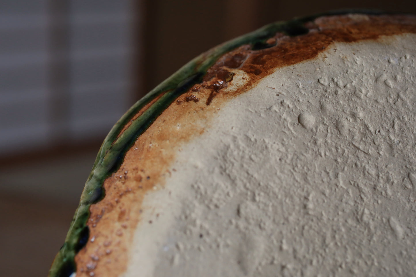 Japanese ceramic large plate ORIBE ware green rectangle dish, for Tea ceremony minimalist abstract kiln art craft W10.6in/W27cm