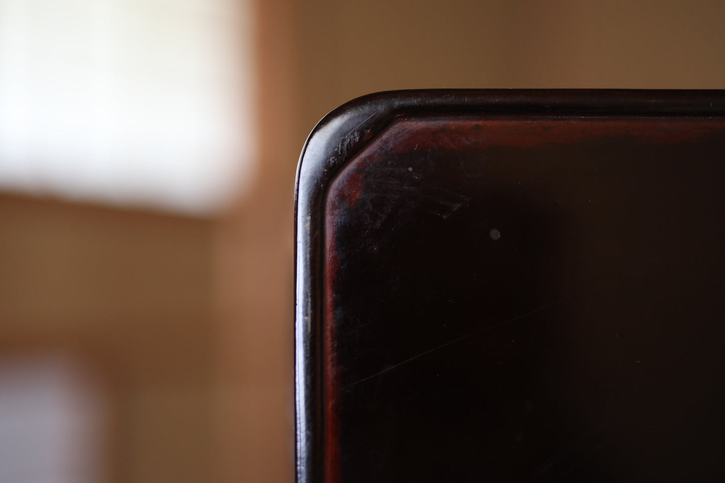 Japanese 1920s black URUSHI lacquer square tray OBON red urushi wooden tableware Tea ceremony OZEN H4.9×11.9in/H12.4×30.3cm