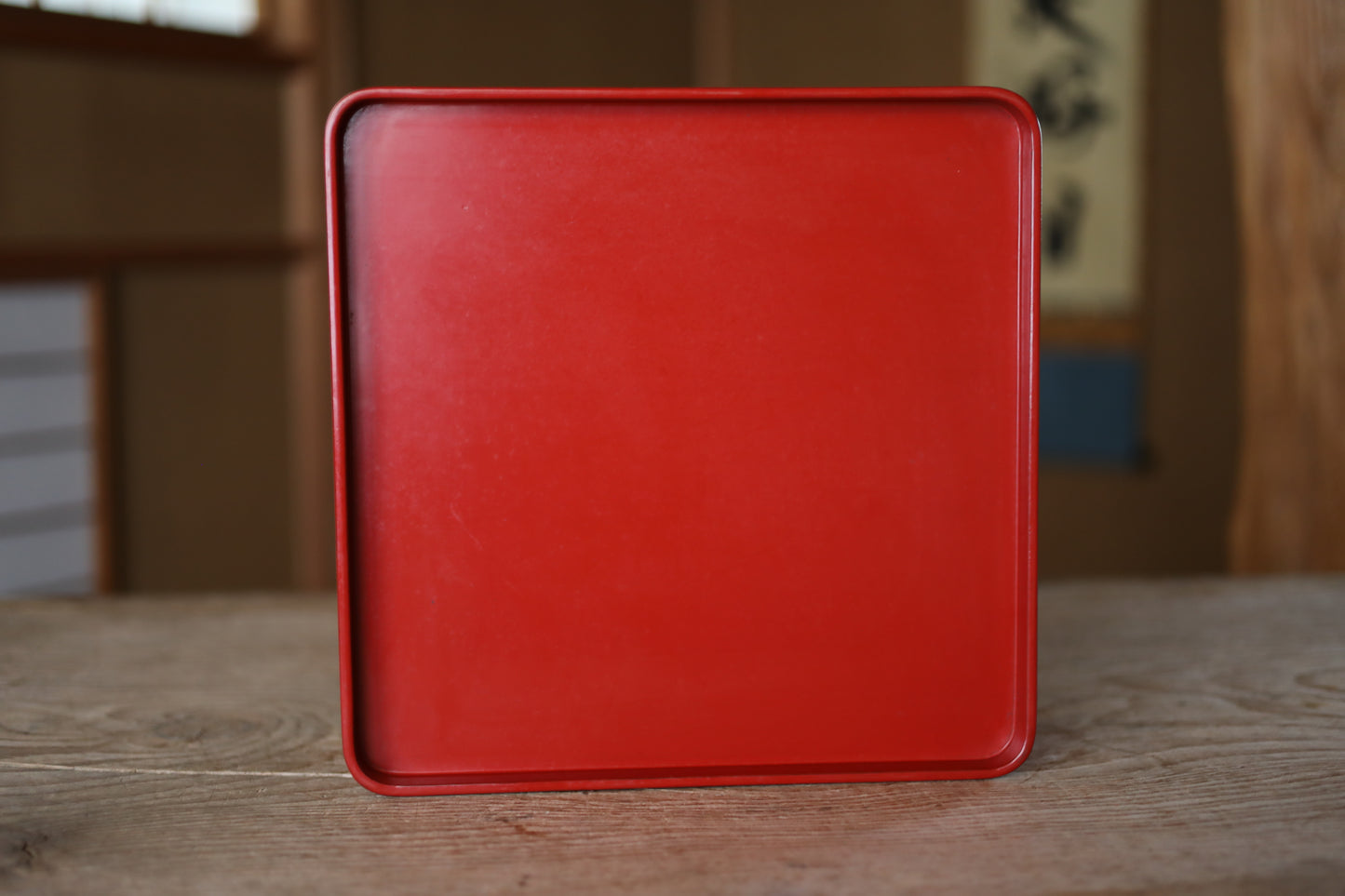 Set of Japanese antique Urushi Red Lacquer wood rice tub, tray and container with lid Serving tray Ozen/Obon/ Japanese furniture
