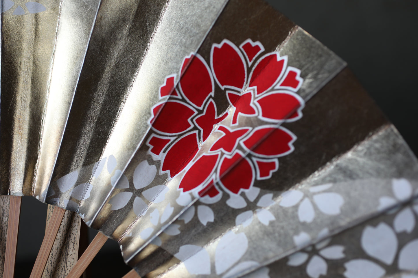 Japanese Folding Fan, Hand-Painted Cherry Blossoms, Maiko Kimono Dance Accessory