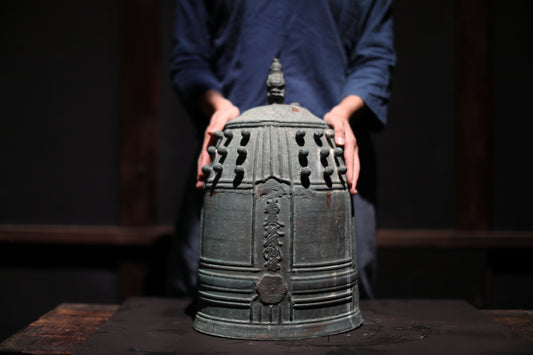 BIG! Japanese antique Buddhist temple bell Bronze large gong, big hanging bell, buddhist alter 梵鐘BON SHOU made in 1829 H18.1in/H46cm