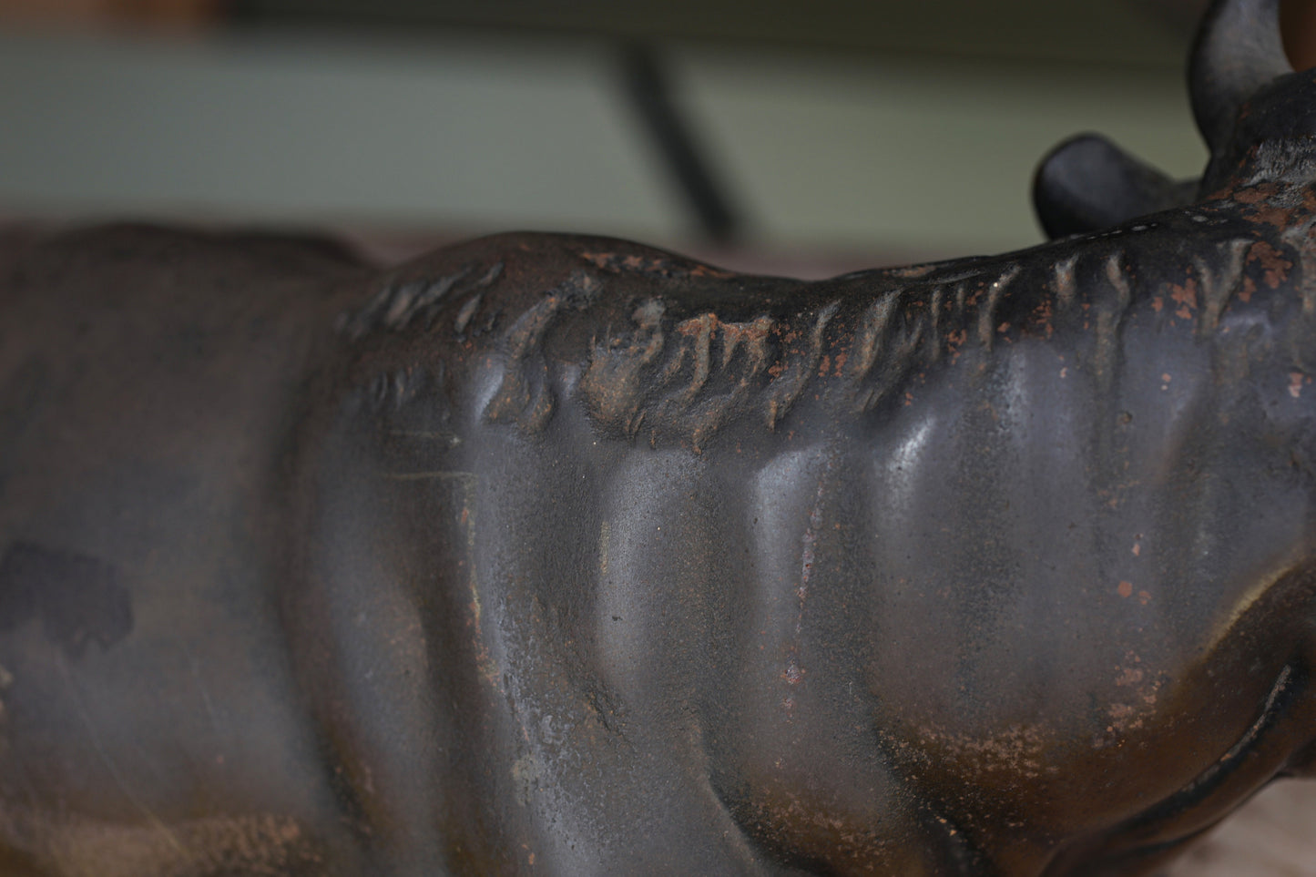 Japanese cast iron Cow Large Figurine, Vintage Animal Art (W16.5in/W42cm)