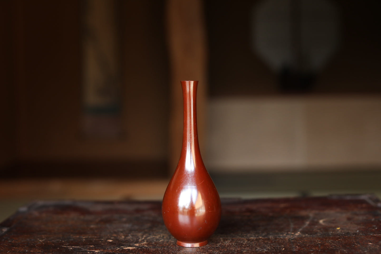 Vintage Japanese Bronze Vase, Sorori Ikebana Tea Ceremony, Signed Wooden Box