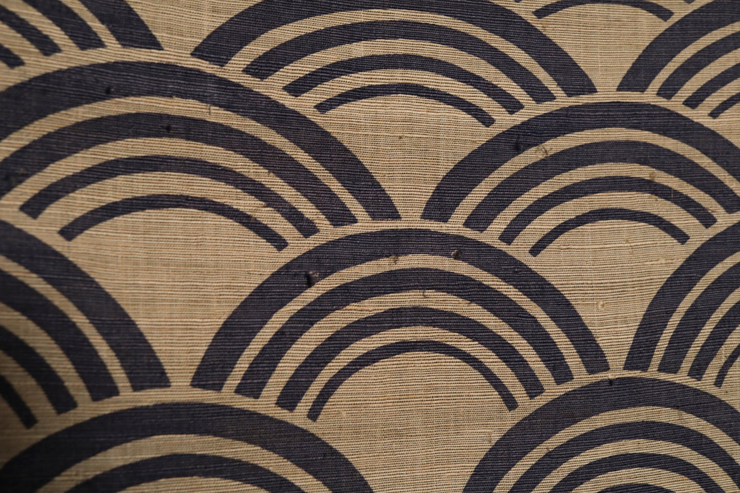 Japanese Noren curtain with a family crest and waves, 100% linen, interior, wall hanging H57.5×42.1in/H146×107cm