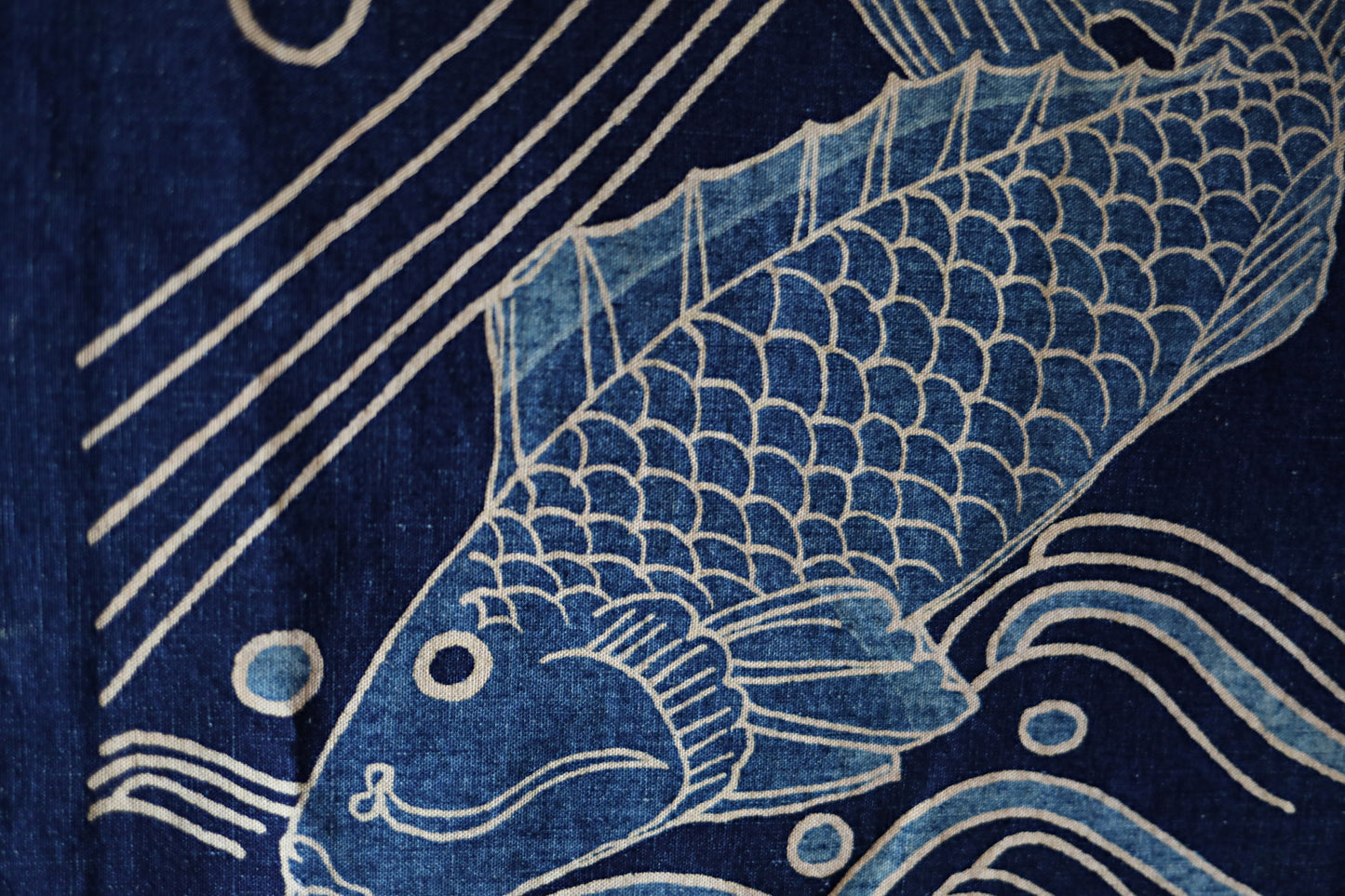 Japanese large wall drapery with Hannya carp KOI fish, dyed cloth 100% cotton, interior, wall decoration, NOREN H46.9×31.9in/H119×81cm