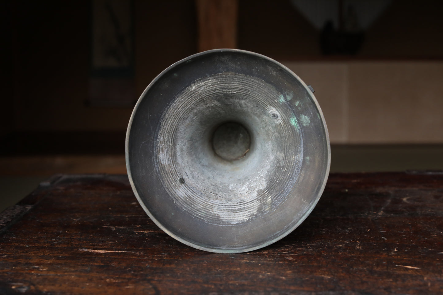 Antique Japanese Bronze Ikebana Vase, Temple Utensil, 1800s H9.8×6.3in/H25×16cm