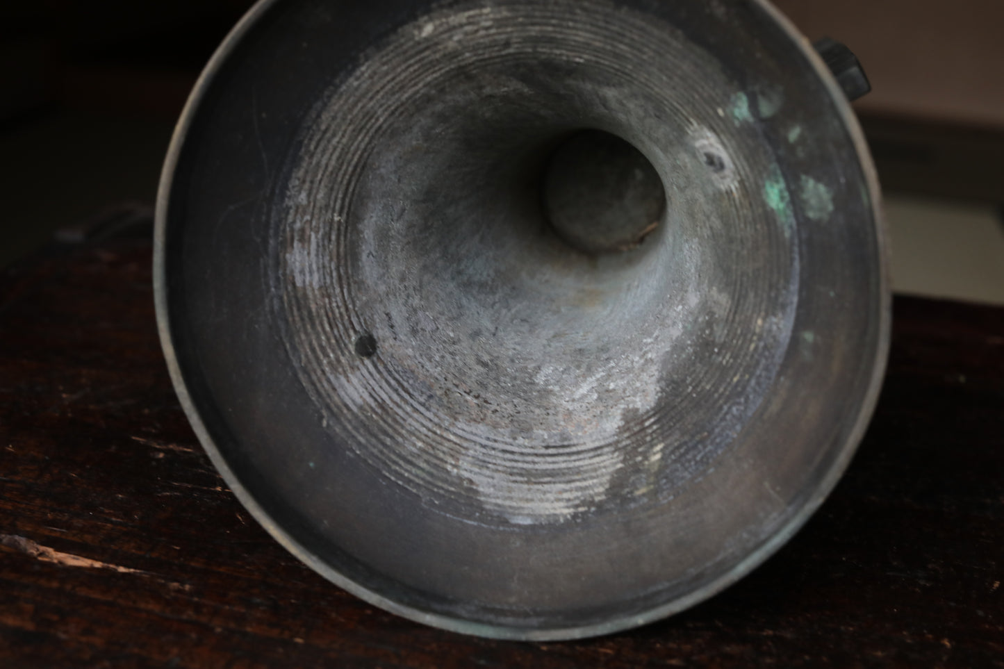 Antique Japanese Bronze Ikebana Vase, Temple Utensil, 1800s H9.8×6.3in/H25×16cm