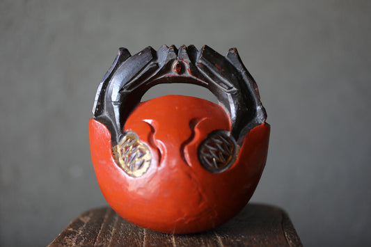 Vintage Japanese Wooden Fish Drum, Mokugyo Gong, Buddhist Altar Decor