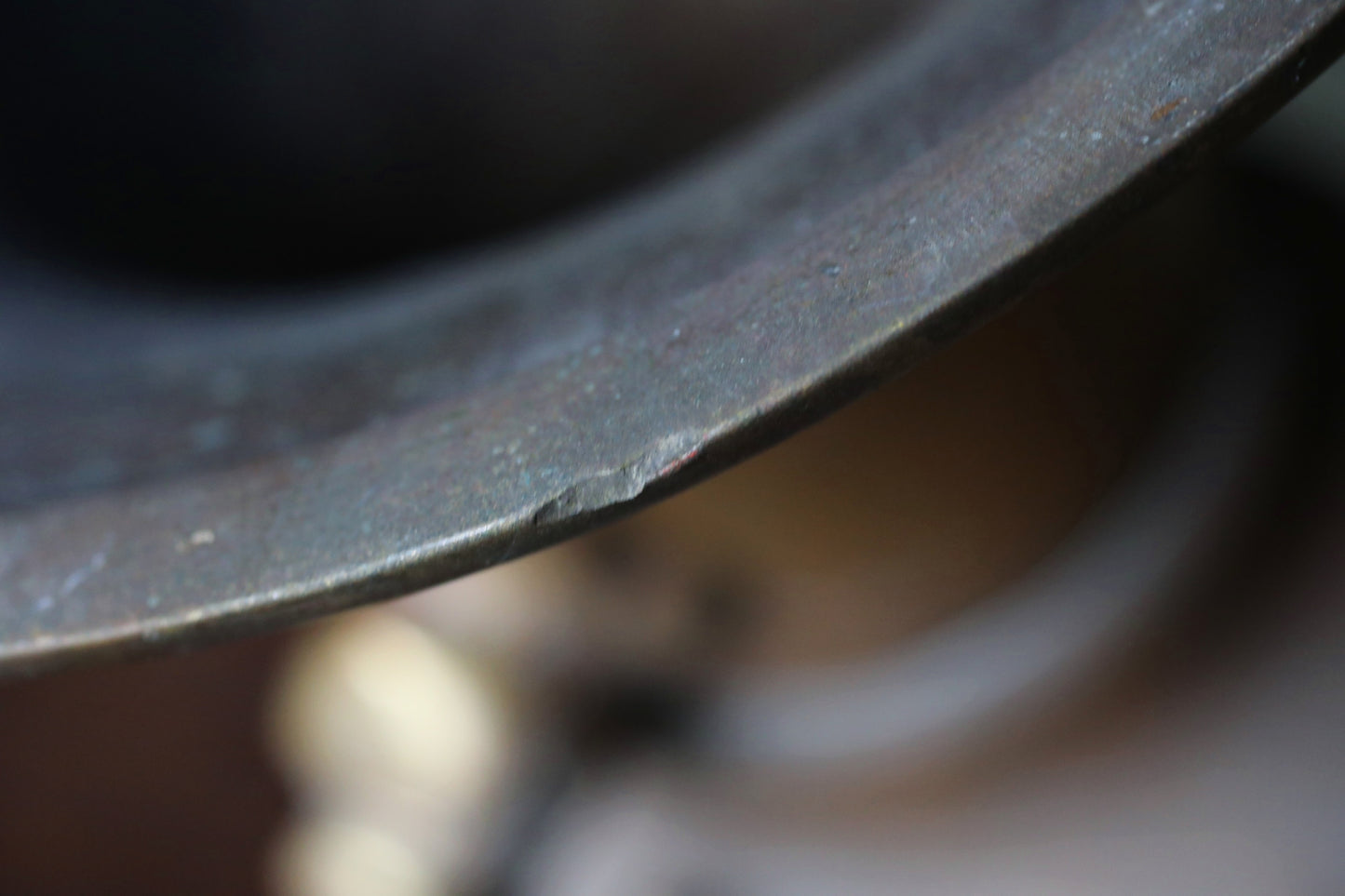 Japanese antique Large Brass vase with lions from a buddhist temple, ikebana utensil 1800s H11.5in/H29cm