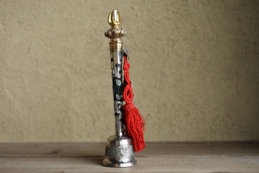 Japanese buddhist hand bell with lotus, chanting H9.3in/H23.5cm