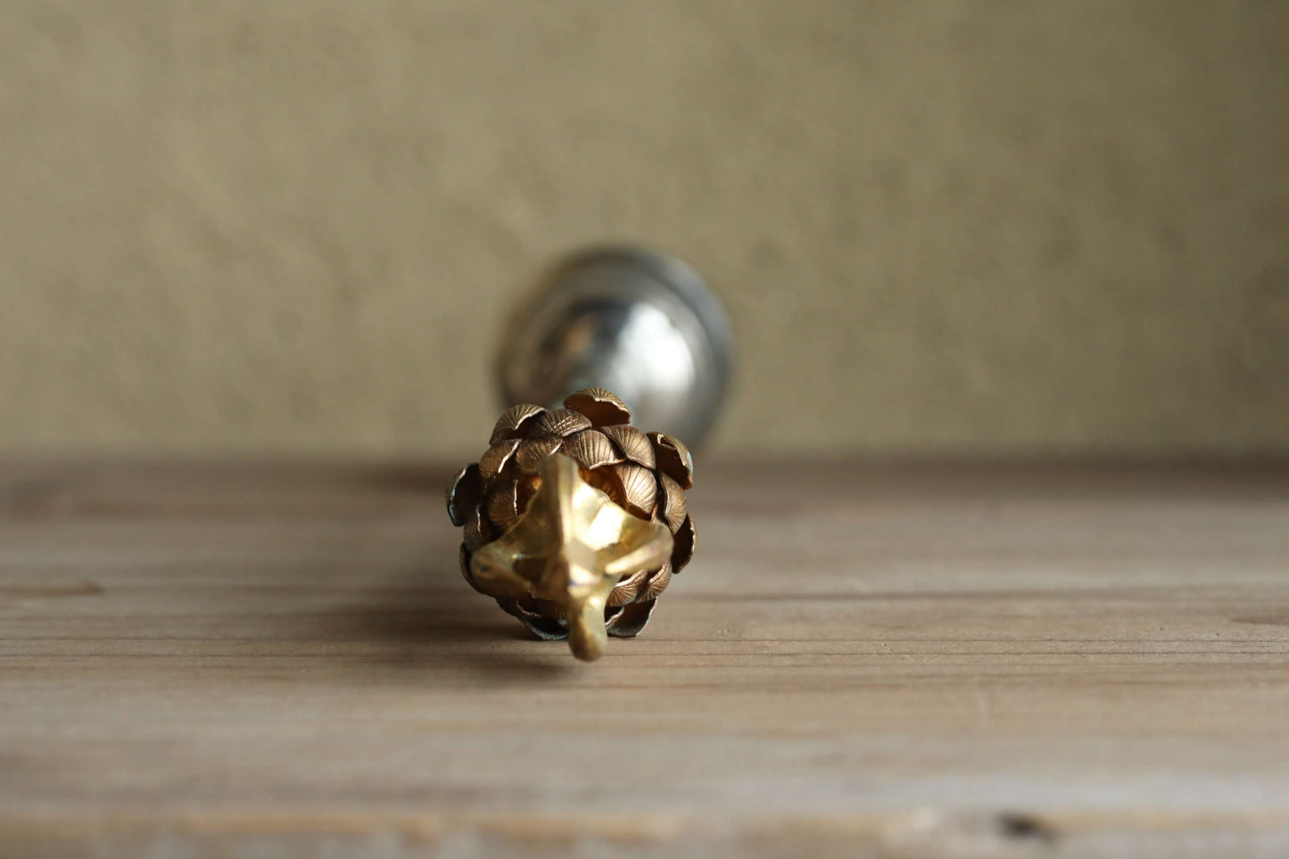 Japanese buddhist hand bell with lotus, chanting H9.3in/H23.5cm