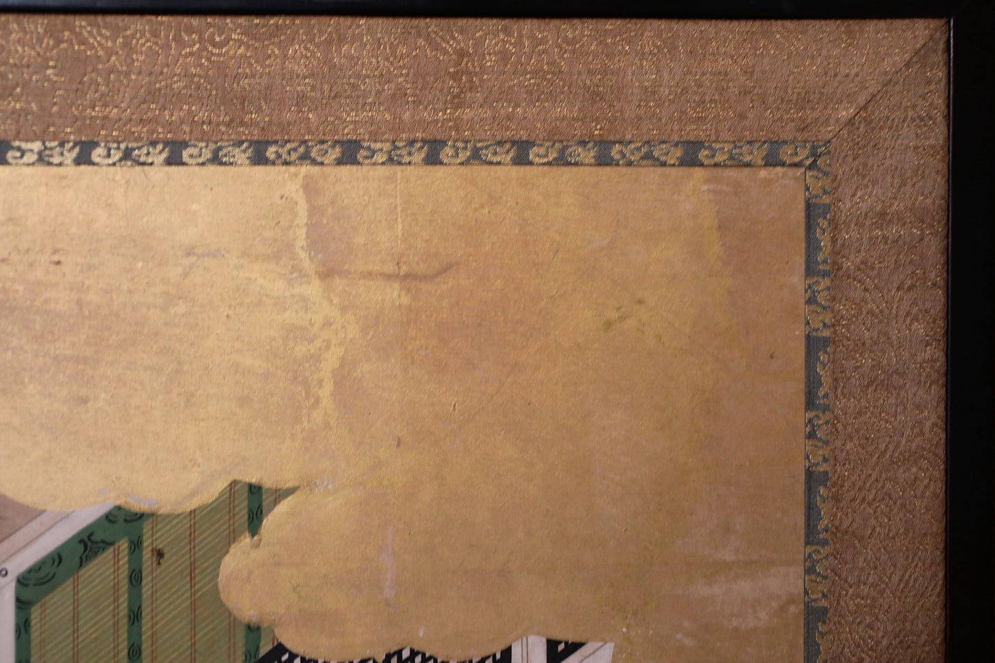 Japanese antique furniture Edo Gold Silver Byobu wind screen of The Tale of Genji, Double-sided painting W80.3in/H204cm