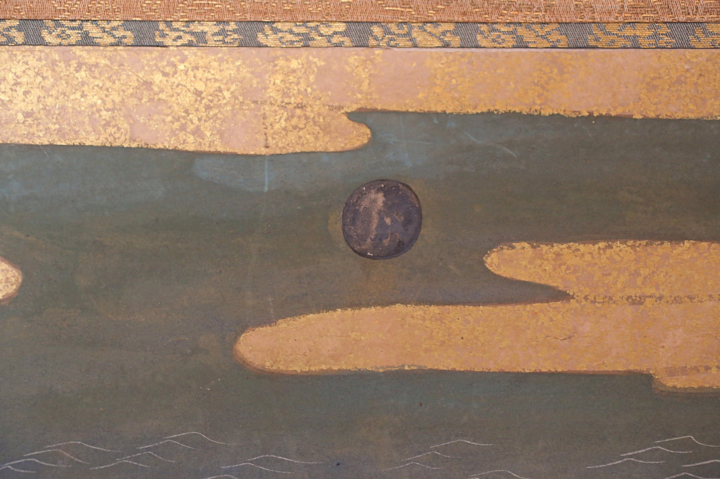 Japanese antique furniture Edo Gold Silver Byobu wind screen of The Tale of Genji, Double-sided painting W80.3in/H204cm