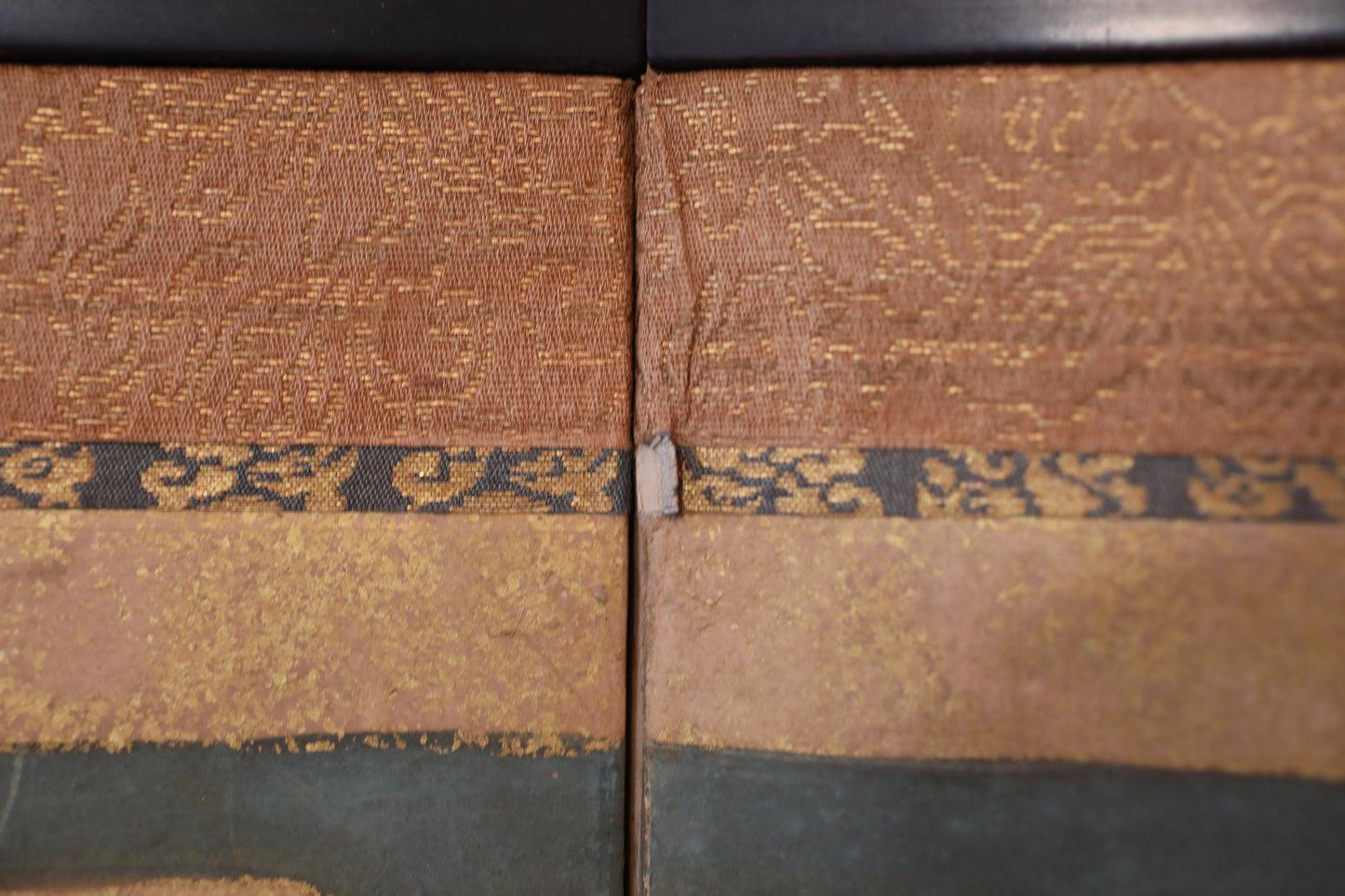 Japanese antique furniture Edo Gold Silver Byobu wind screen of The Tale of Genji, Double-sided painting W80.3in/H204cm