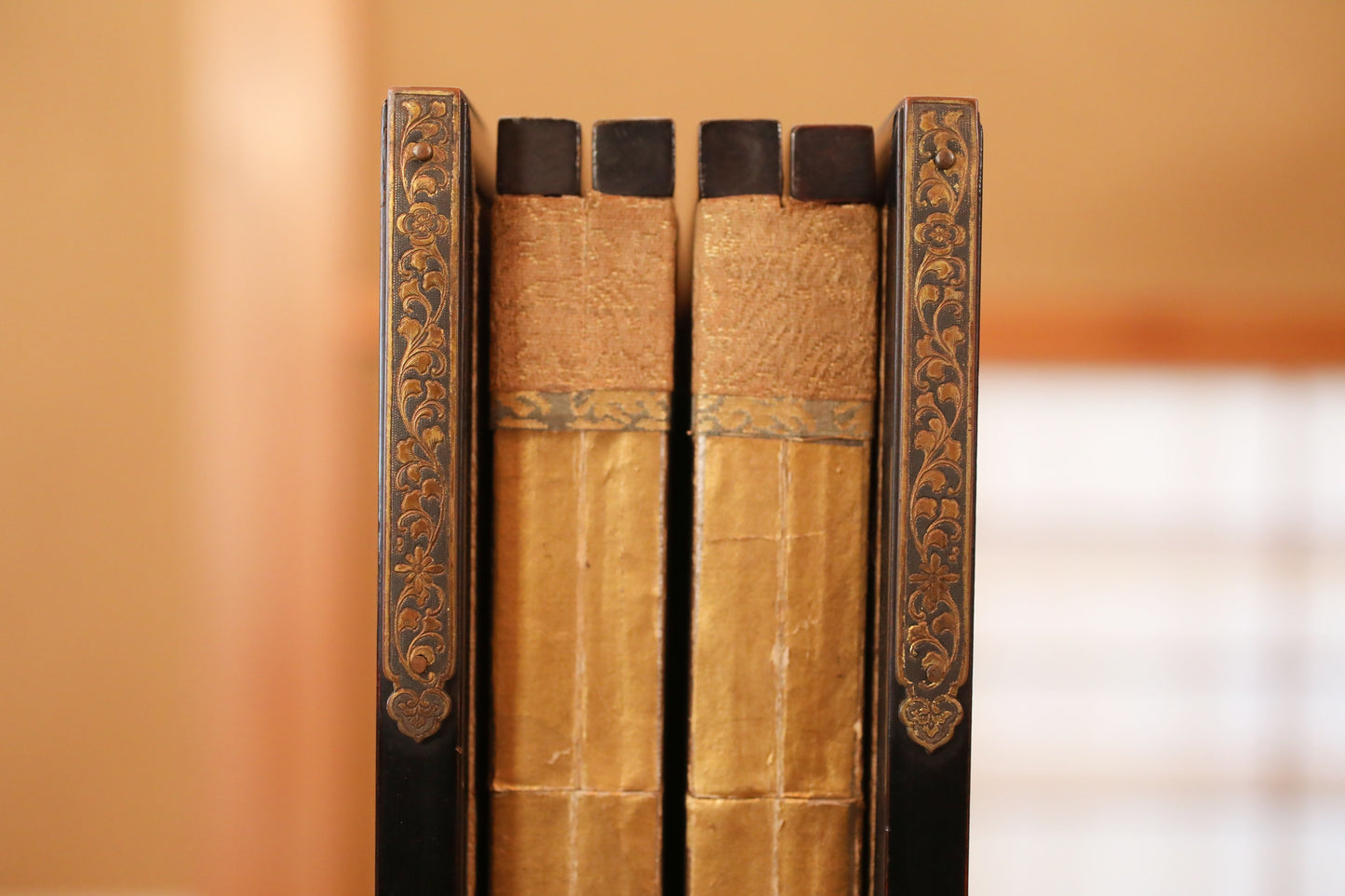 Japanese antique furniture Gold Silver Byobu wind screen of The Tale of Genji, Double-sided painting 17th century W80.3in/H204cm