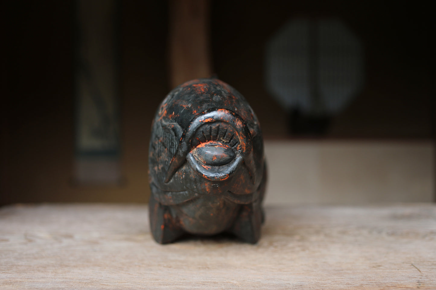 Japanese antique 1900s wooden art sculpture, hand carving large fish ,IRORI JIZAI craft