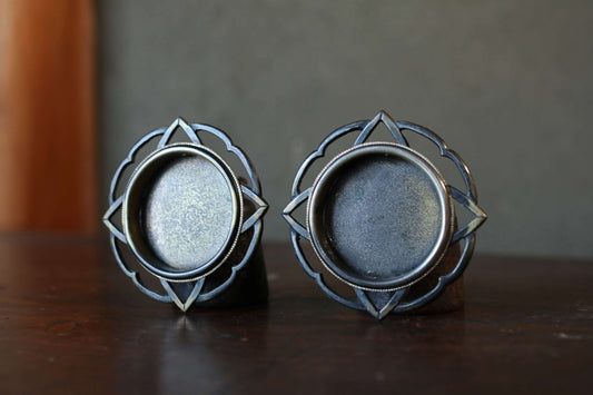 Antique Bronze FUSUMA Door Handles (Set of 2), Ginkgo leaves with a circle