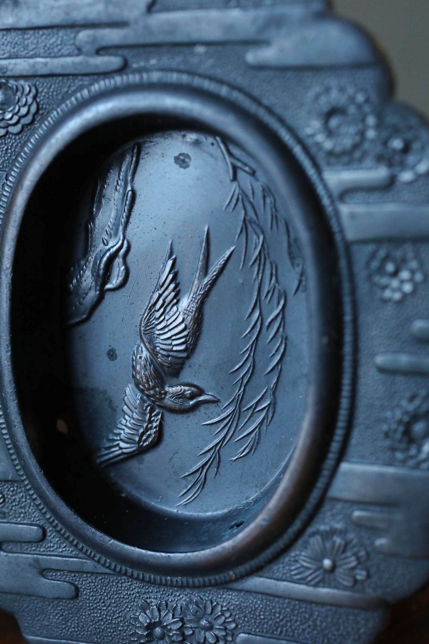 Antique Bronze FUSUMA Door Handle, Swallow with Weeping Willow