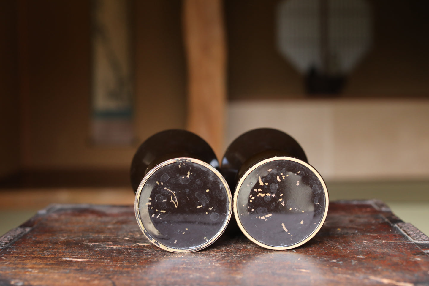 Bronze- A pair of Vintage 1970s Japanese alloy Vase for Buddhist altar (H7.3in/18.5cm)