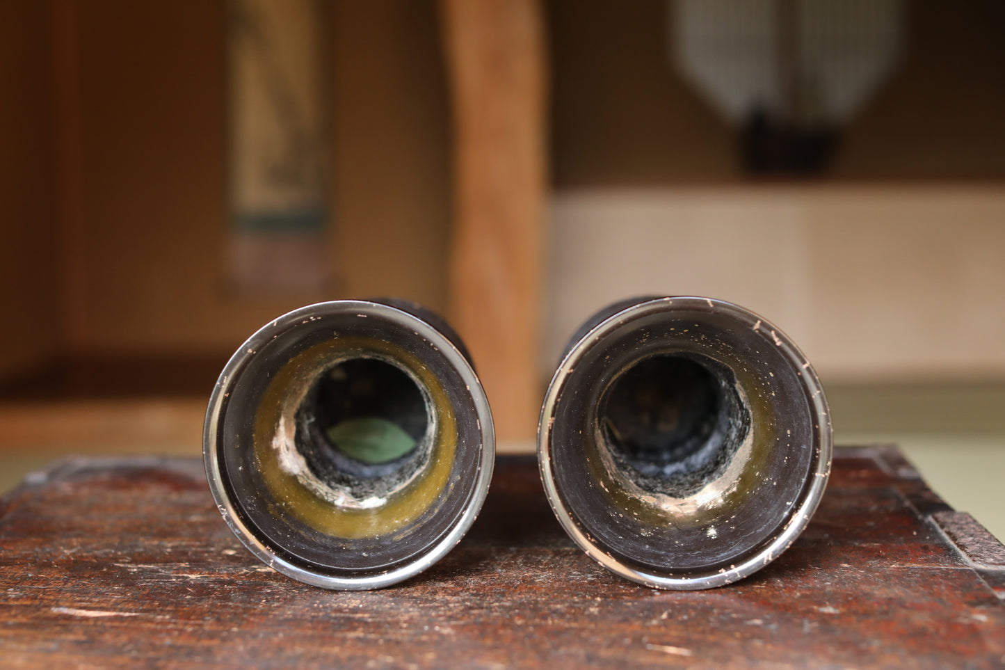 Bronze- A pair of Vintage 1970s Japanese alloy Vase for Buddhist altar (H7.3in/18.5cm)