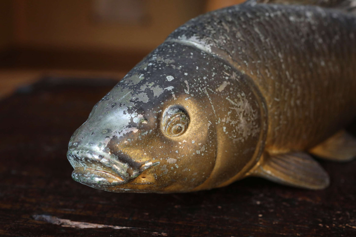 Bronze- Vintage Japanese Carps Pair of copper alloy, fish ornament