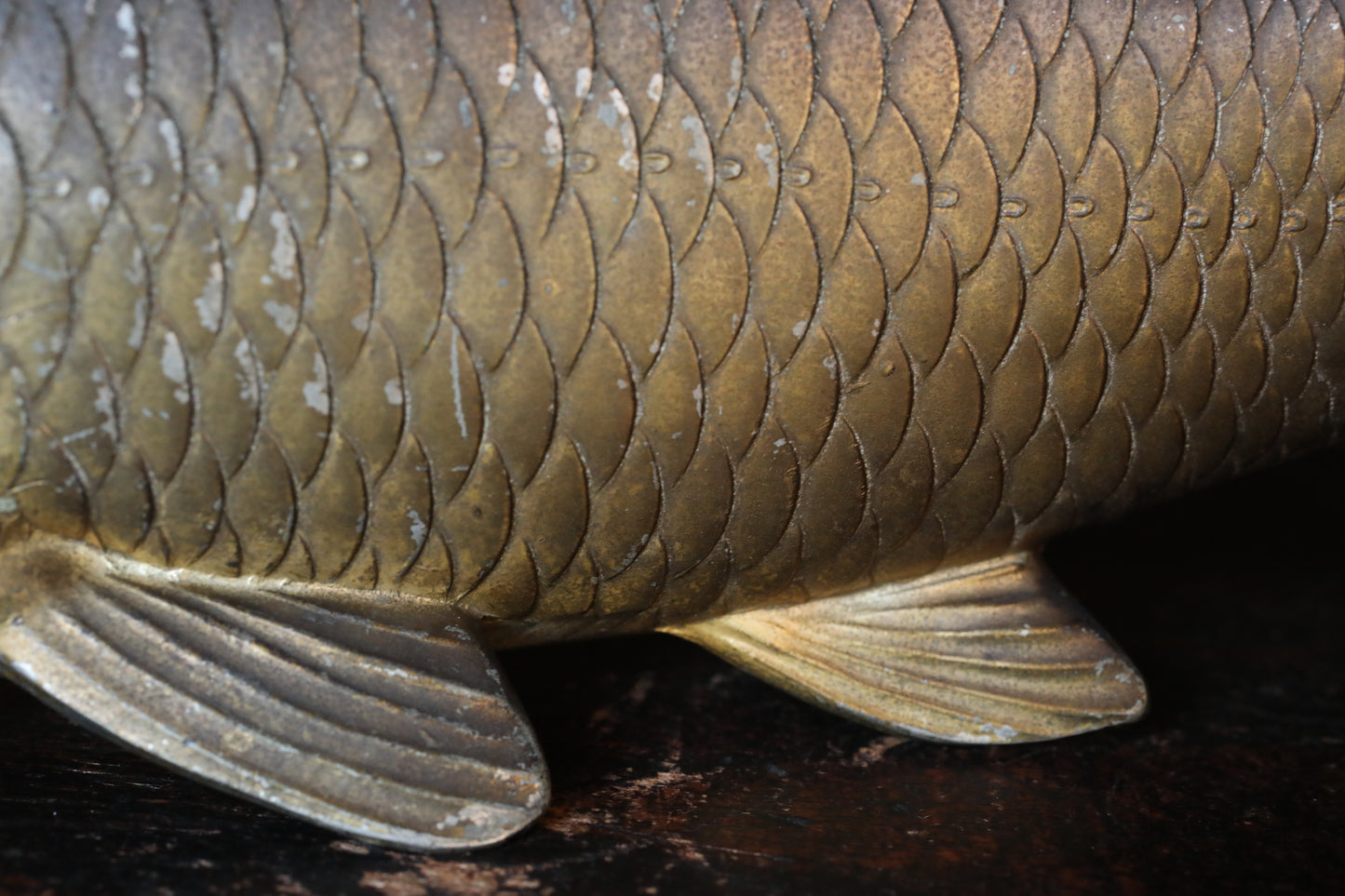 Bronze- Vintage Japanese Carps Pair of copper alloy, fish ornament