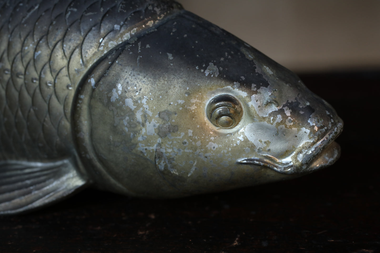 Bronze- Vintage Japanese Carps Pair of copper alloy, fish ornament