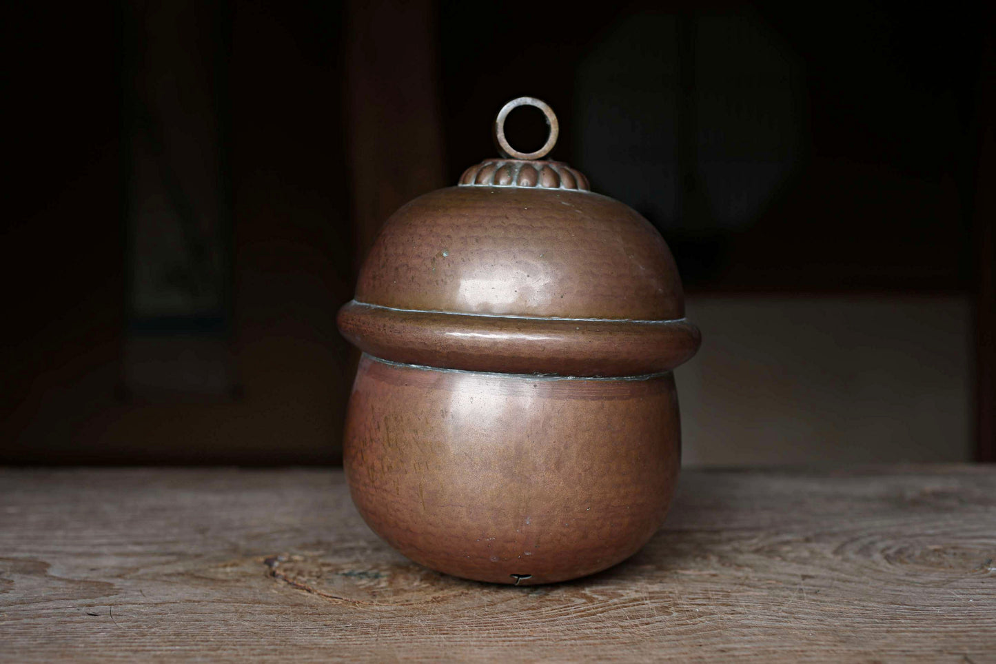 Japanese Vintage Bronze Shrine Bell, Handcrafted Metal Suzu (H9.1in/H23cm)