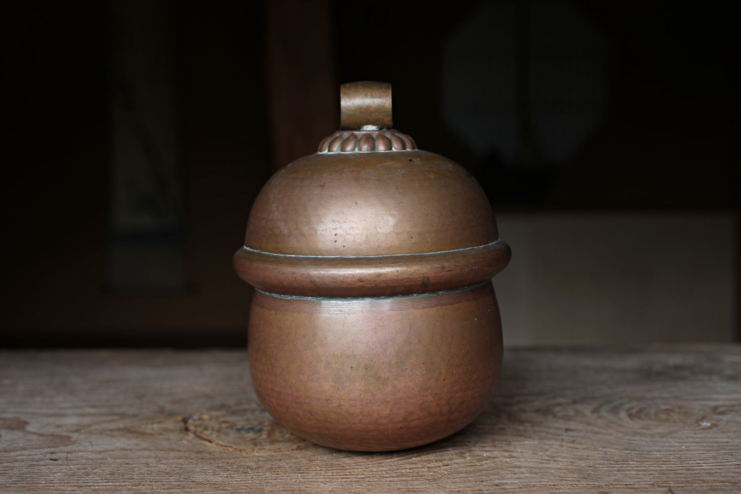 Japanese Vintage Bronze Shrine Bell, Handcrafted Metal Suzu (H9.1in/H23cm)