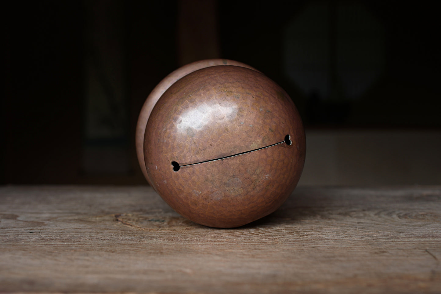 Japanese Vintage Bronze Shrine Bell, Handcrafted Metal Suzu (H9.1in/H23cm)