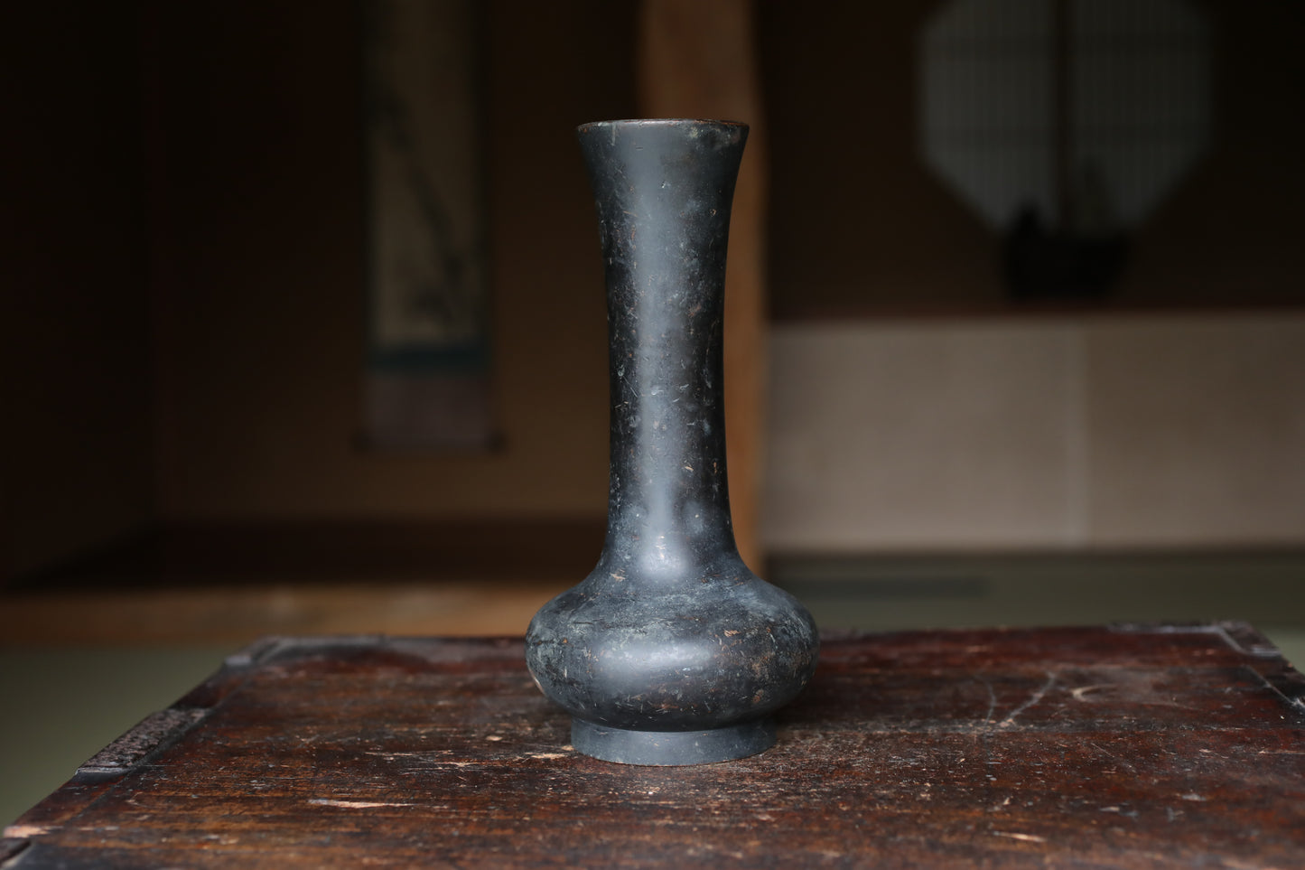 Vintage Japanese Bronze Vase, IKEBANA Flower Arrangement, Buddhist Temple Design