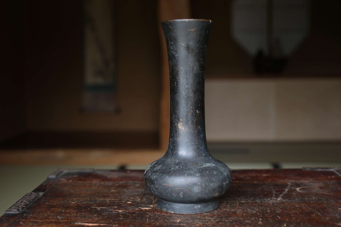Vintage Japanese Bronze Vase, IKEBANA Flower Arrangement, Buddhist Temple Design